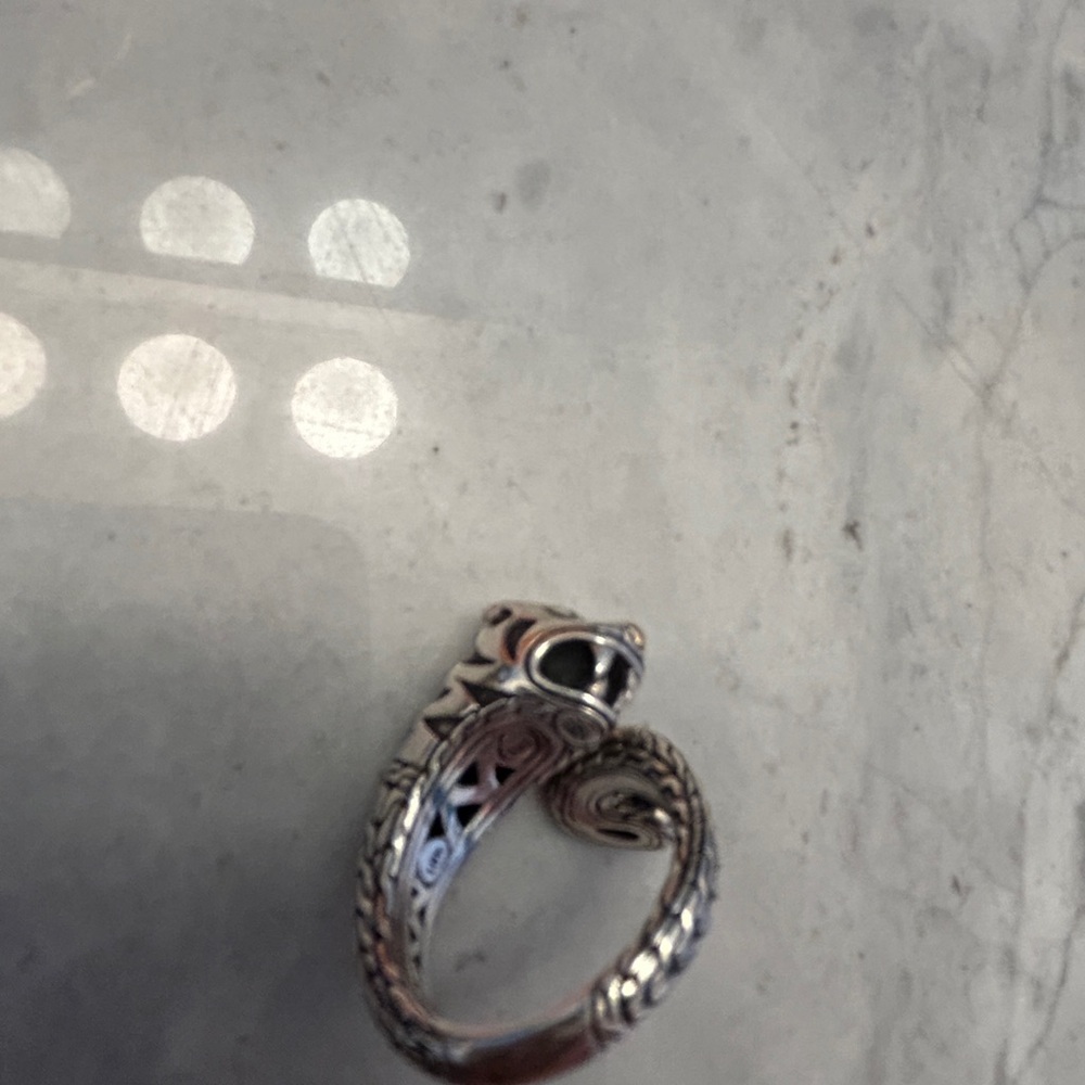 White gold/yellow gold/sterling panther ring with diamond eyes size 7.5/8 - Picture 8 of 10